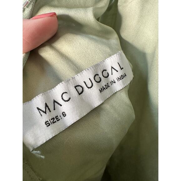 Mac Duggal NWT Beaded Cap Sleeve Empire Waist Sheath Midi Dress in Sage Size 6 - Picture 6 of 8